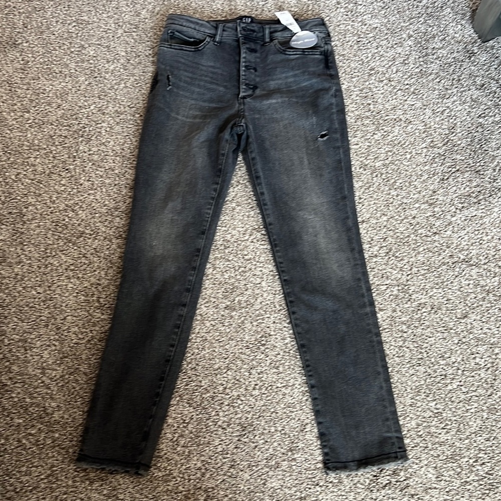 NEW GAP GIRLS HIGH STRETCH JEAN JEGGINGS SIZE 16 BLACK DENIM